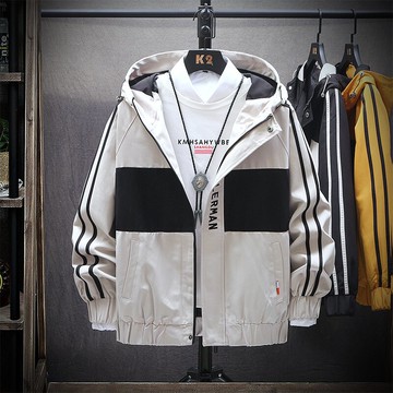 現貨+預購 防風外套連帽夾克-春秋拼色寬鬆休閒男外套2色73zi13【獨家進口】【米蘭精品】