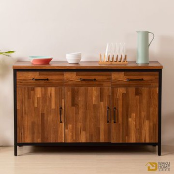 WAKUHOME 瓦酷家具格萊斯積層木工業風4.5尺餐櫃-寬136.2*深45.3*高84.2