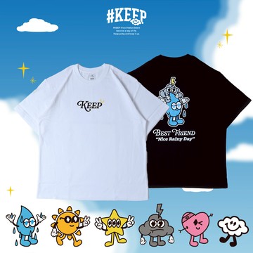 #KEEP AFTER THE RAIN TEE 白 黑 印花 字母 雲朵 閃電 雨滴 雨過天晴 短TEE【KS314】