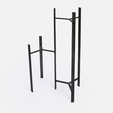 伊登落地鐵線花架雙盆款 黑色