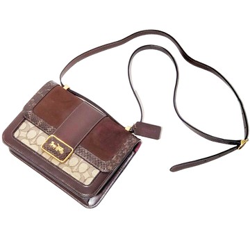 COACH - 蛇皮紋翻蓋斜背包 (老花咖啡)