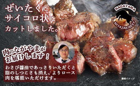 宮崎牛ロースサイコロステーキ500g_MJ-2525_(都城市) 宮崎牛 霜降り牛肉 ロースサイコロステーキ 牛肉 鉄板焼き 肉のながやま 500g