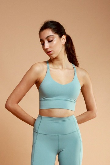 Simply細肩帶V領長版運動內衣 @breathm-夢湖綠