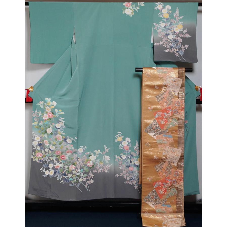 正絹 訪問着 萩の花模様 （Y1455◇美品 正絹 袷『蝶×萩』訪問着 っ 
