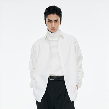 【抗皺】DIMC白色休閑襯衫 素凈百搭寬松港風男女長袖休閑襯衣