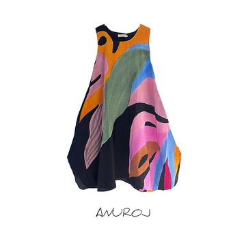 Dress Hand Paint Soft Cotton Silk for Yoga Vacation Holidays