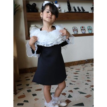 女童連衣裙輕奢赫本風2024春新款法式復古荷葉邊設計名媛公主禮服