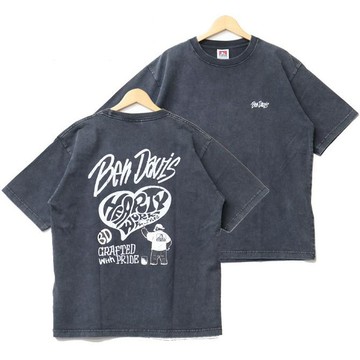 BEN DAVIS 26580056-01 HEART VNTG TEE 短T (水洗黑色)