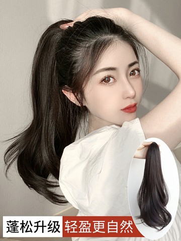 假發女夏馬尾抓夾大波浪網紅高馬尾自然假馬尾綁帶微卷長發尾辮子