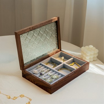 復古實木飾品收納盒【2款可選】 收納盒 飾品收納 收納箱 桌面收納 首飾收納盒 手鐲收納 耳環收納 戒指收納 首飾盒