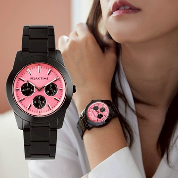 RELAX TIME｜三眼腕錶-蜜桃粉(R0800-16-22)-38mm
