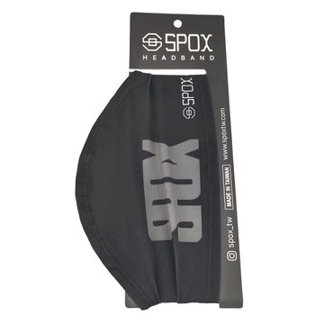MEGA LITE 速乾排汗涼感機能布料 免綁運動頭帶 (Polyester 85% Spandex 15%) 台灣製  4.5~15 x 20cm  SPOX LOGO黑  1個