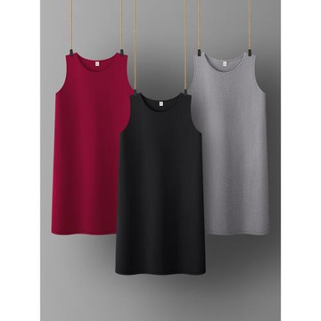 黑色寬松小個子打底背心連衣裙短款氣質內搭女矮個子遮腹顯高夏季