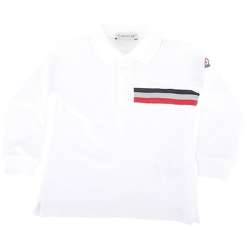 MONCLER MAGLIA 童裝 側徽章白色長袖POLO衫