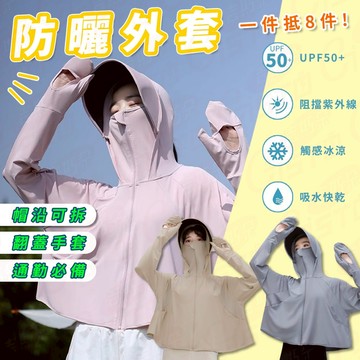 [涼感透氣冰絲 贈防曬口罩]冰絲外套 防曬外套 防曬衣 外套 涼感外套 抗uv 外套