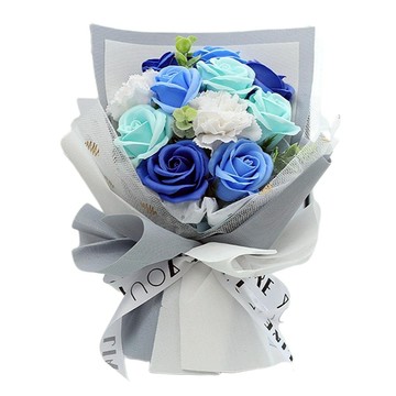 玫瑰香皂花束 仿真花 畢業禮物 送禮 祝賀 家居裝飾  1件  藍