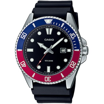 CASIO 新槍魚系列黑水鬼200米潛水錶/紅藍/MDV-107-1A3