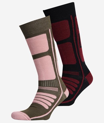 Superdry Women's Mountain Merino Twin Pack Socks Black Size: 1SIZE