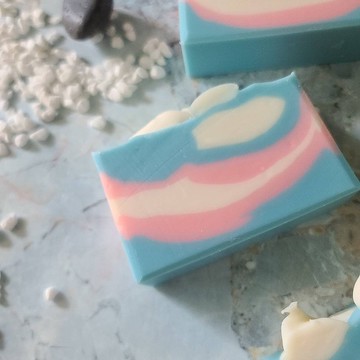 粉藍天空精油藝術手工皂