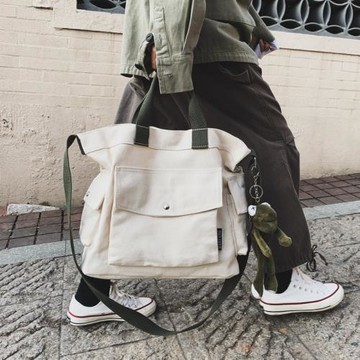 ins大容量小眾帆布包包學生上課手提書包女原宿ulzzang單肩斜挎包