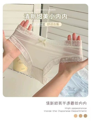 FB5237 爆款清新甜美冰絲中低腰蕾絲內褲 (一組5條)