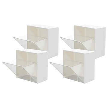 小麥購物 牆壁翻蓋收納盒 72g  4個  白色 + 透明色