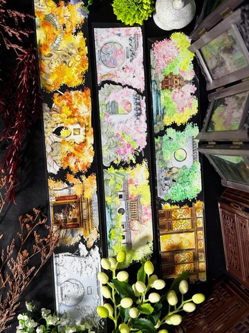 江南舊城諳 PET 紙膠帶 白墨貝殼光 10米卷