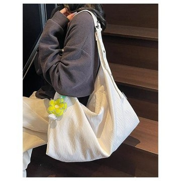 跨境2025春季純色手提包女大容量布包簡約腋下包手拎包新款單肩包
