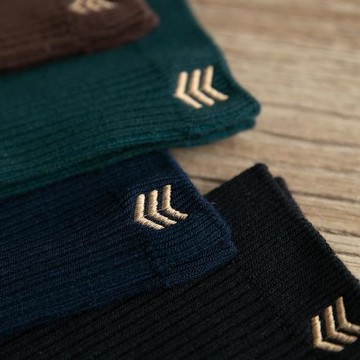 襪子男秋冬純棉手工縫頭無骨中筒襪日系刺繡吸汗透氣防臭秋季長襪