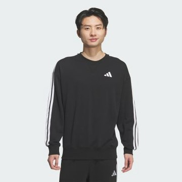Adidas 愛迪達 Es+ 3s Ft Crew [KF3714] 男 長袖上衣 休閒長袖 黑 白
