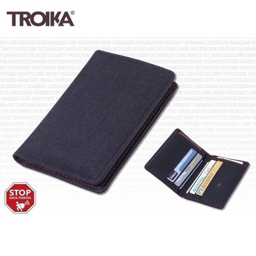 德國TROIKA防感應防RFID信用卡防盗刷屏障皮夾錢包CAS08/BK防資料防竊取旅行卡片夾