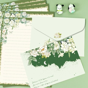 【文藝表白】信封信紙套裝 梔子花開 手寫信箋 情書信紙 留言信紙 復古文藝 加厚紙張 精美信封 手寫祝福 情侶禮物 畢業紀念