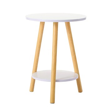 北歐風簡約雙層茶几/小圓桌  淺胡桃色