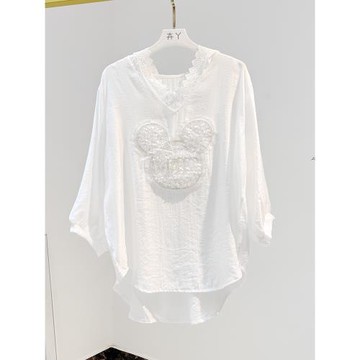 防曬七分袖帽衫上衣女歐貨2025年夏季女裝韓版寬松中長款薄t恤潮