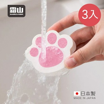 日本霜山 日製貓爪造型鏡面清潔去汙海綿擦-3入