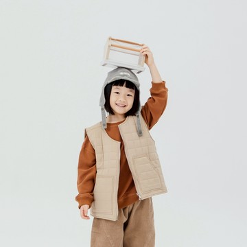 QUEENSHOP_F 童裝 方格口袋衍縫鋪棉背心 兩色售 M/L/XL 現+預 【02080317】