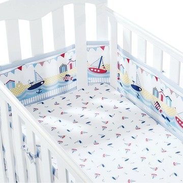 BreathableBaby 透氣嬰兒兩側床圍 Set 2片 100%聚酯纖維 148cm x 28cm 適用於初生至三歲  海洋帆船
