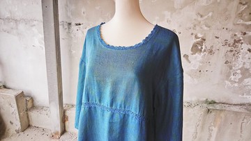 知染生活-天然藍染手工蕾絲連身裙