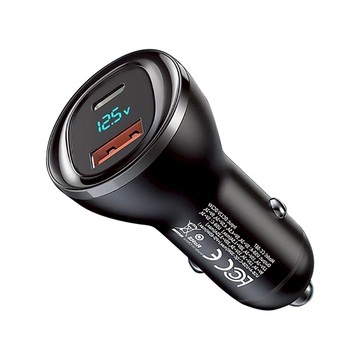 極光系列95W數顯雙口車充CC567 黑色