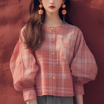 【LANNI 藍尼】現+預 法式泡泡袖短版襯衫上衣(上衣/女裝/襯衫/休閒/百搭/通勤)