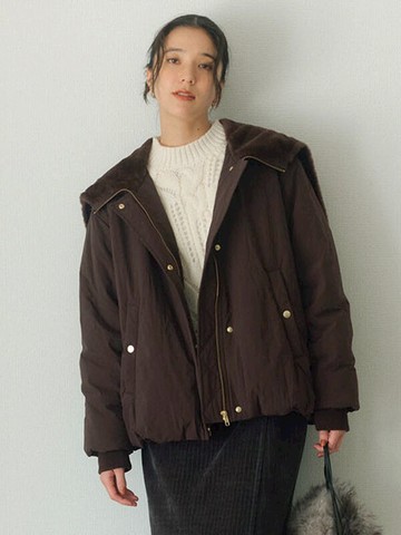 帽內裡刷毛設計蓬鬆保暖拉鍊外套(0F001308110) - Samansa Mos2 blue