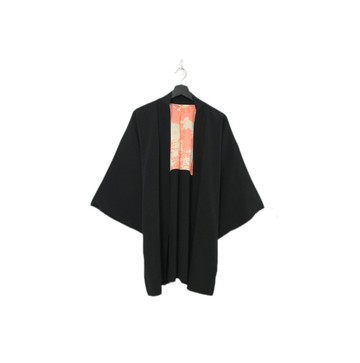 Back to Green-日本黑羽織 紅趜花印 墨 kk-12//vintage kimono