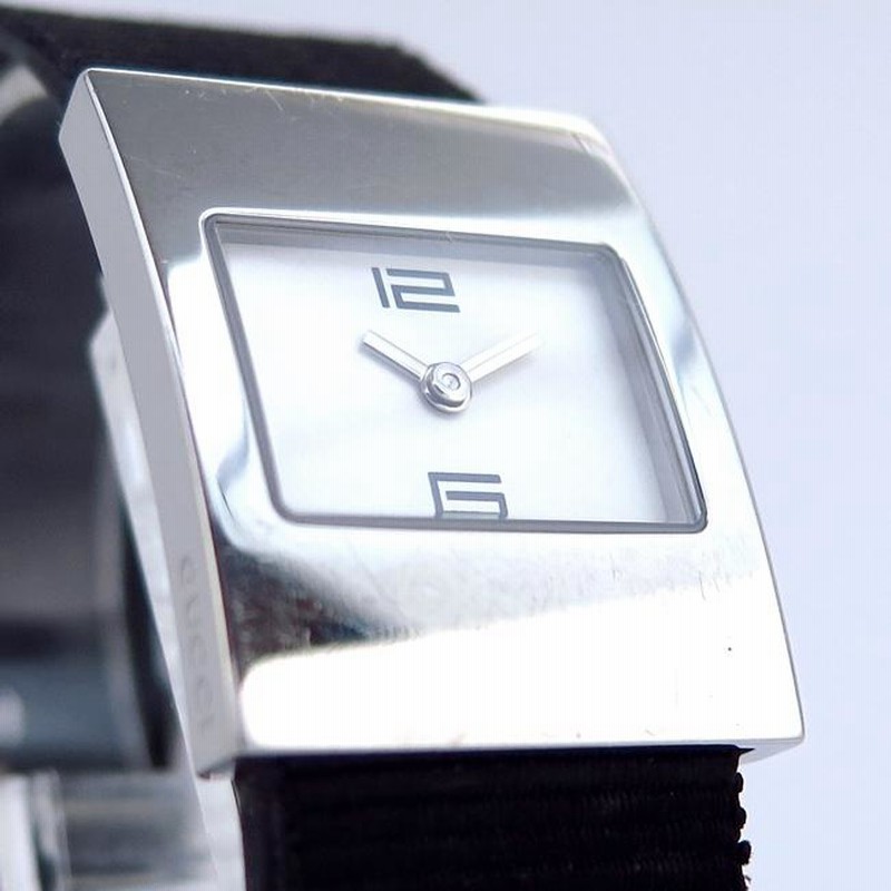 GUCCI 4900L スクエアフェイス 腕時計 SS 革 レディース