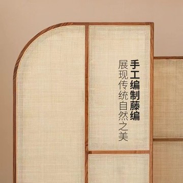 日式實木藤編屏風新款小戶型客廳復古隔斷墻可移動衛生間玄關座屏J-34公司貨