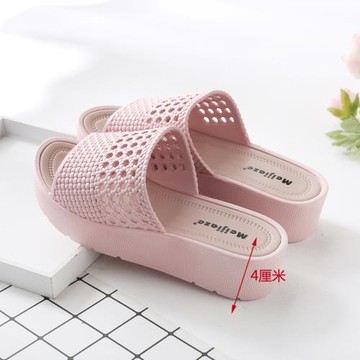 夏季休閑女厚底坡跟居家室內涼拖韓版女士時尚外穿松糕底沙灘拖鞋