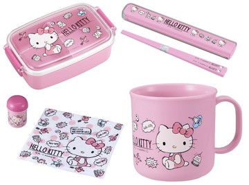 大賀屋 全日本製  HELLO KITTY 限量福袋 筷子套 耐熱杯 便當盒 毛巾杯 餐具組 正版 J00019010
