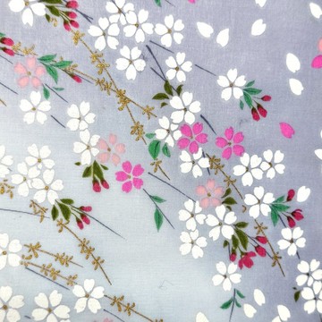 復古日本手帕 – 櫻花綻放於柔和藍色漸層 18 x 17 英吋