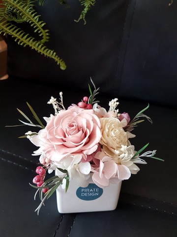 海藏設計│輕甜。白日夢。浪漫裸色煙燻粉不凋花盆花/情人/姊妹禮