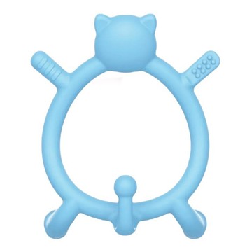 pigeon 貝親 咬咬貓矽膠咬牙器  單品  藍色  1個