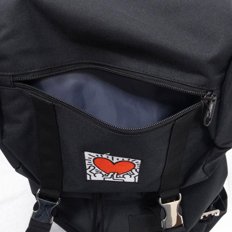 KEITH HARING キースヘリング バックパック リュックサック デイパック フラップトップ HEART BACKPACK BLACK ブラック  黒 | LINEブランドカタログ